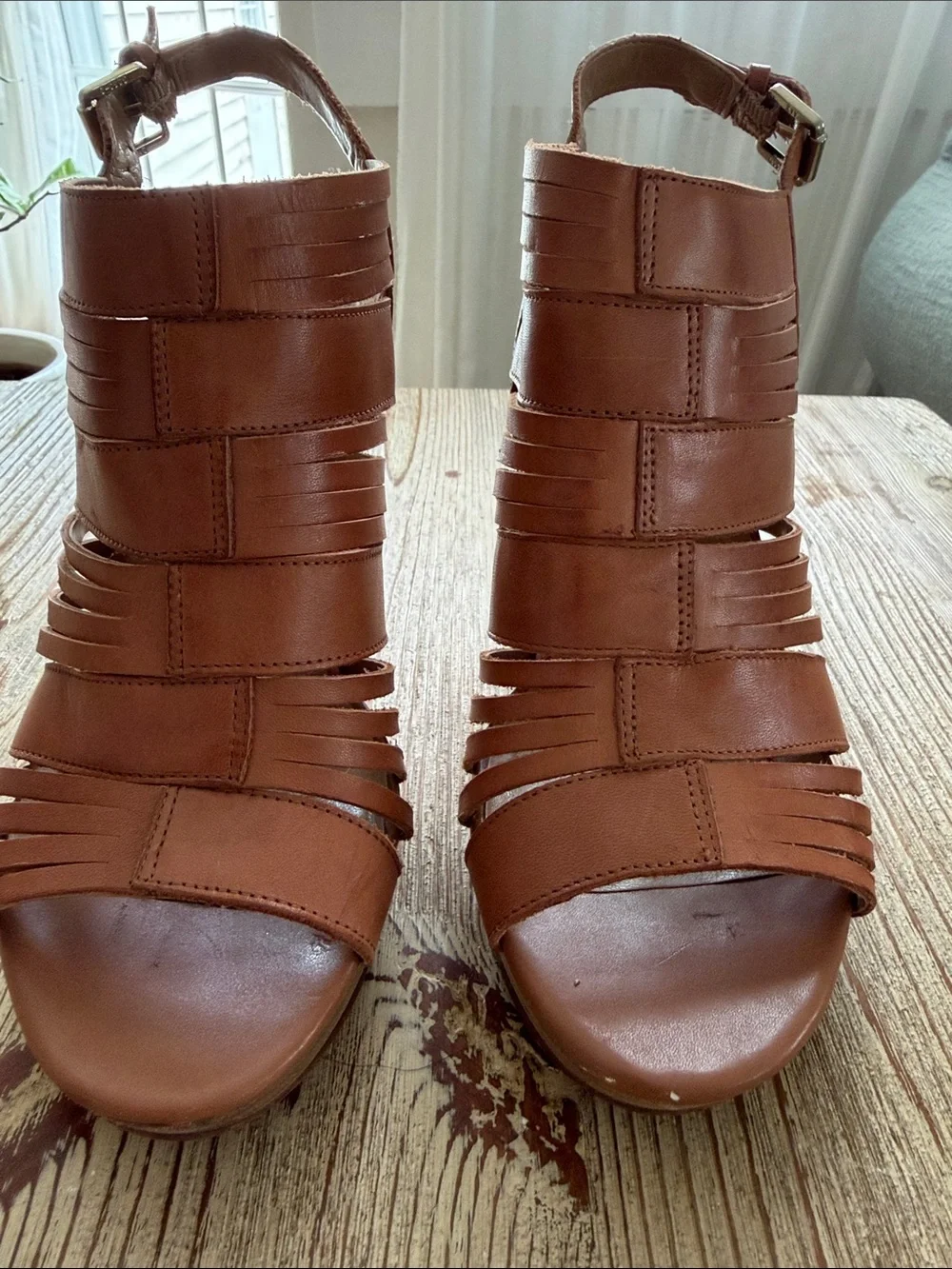 Franco Sarto - Women's Tan Strappy High-Heel Sandals